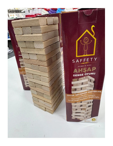 Saffety 54 Parça Ahşap Denge Oyunu -...